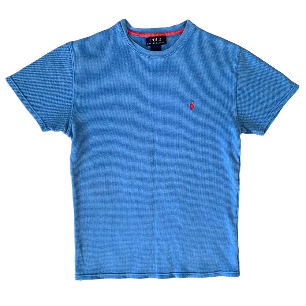 POLO ralph lauren blue/ pink thermal short sleeve t-shirt